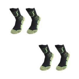 Lot de 2 Paires de Chaussettes de Travail Agassy - Taille 39/42 - Noir/Vert - Résistant et Confortable - NINE WORTHS