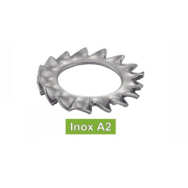 200 Rondelles Eventail à Dentures Extérieures Az 5 mm - DIN 6798 A - NFE27-624 - UNI 8842 - Inox A2 - D-Work