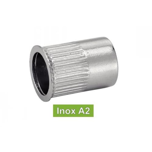 100 Ecrous Crantes à Sertir à Tête Affleurante M4 mm - Inox A2 - D-Work