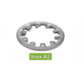 100 Rondelles à Dents Intérieures 12 mm - DIN 6797 J - UNI 8841 - Inox A2 - D-Work