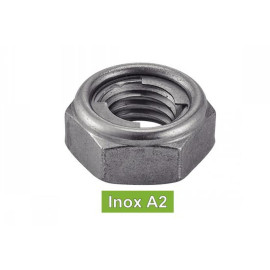 10 Écrous hexagonaux indesserrables M20 - Inox A2 - Bague métal - ACTON