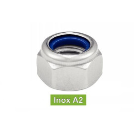 50 Ecrous Hauts Hexagonaux Indéssérables avec Bague Nylon M14 mm - DIN 982 - ISO 7040 - Inox A2 - D-Work