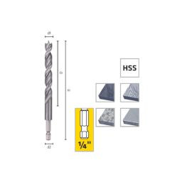 Foret Bois Haute Performance Résistant aux Chocs IMPULZOR - Bois D. 4 x Lt. 88 x Lu. 43 x Q. 6.35 mm x Z2 - Diamwood