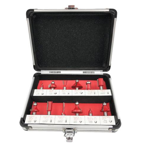 Alu-Koffer mit 12 Hartmetall-Oberfräsenbohrern x Q. 8 mm - 440322 - - - Beast