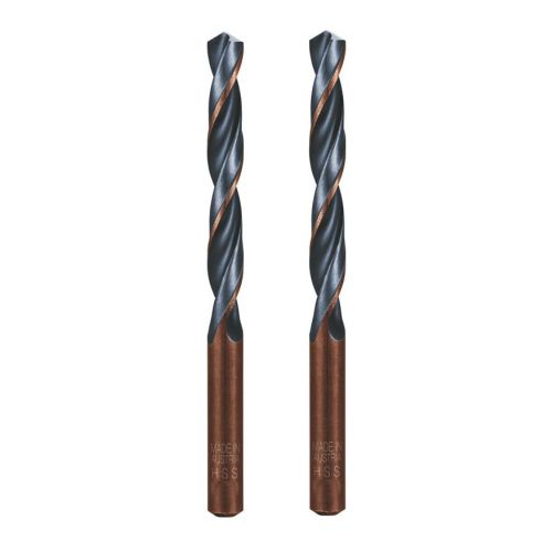 2 Forets Hélicoïdaux HSS Court DIN 338 RN - Aciers 118° D. 5 x Lt. 86 x Lu. 52 x Q. 5 mm x Z2 - Diamwood