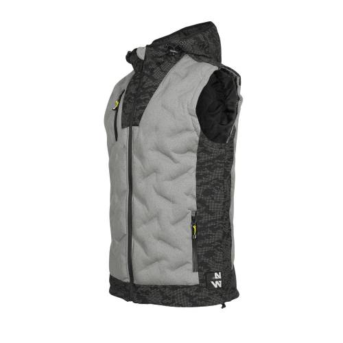 Doudoune de Travail Sans Manches Barres - Taille 4XL - Gris Chiné - Résistant et Confortable - D-Work