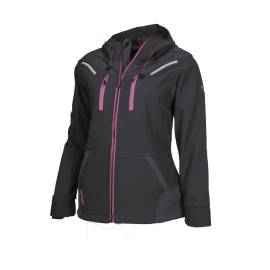 Blouson de Travail en Softshell Femme Florence - Taille L - Noir/Fuchsia - Résistant et Confortable - D-Work