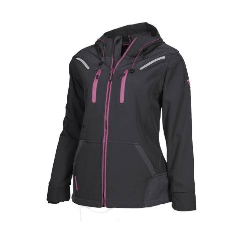 Blouson de Travail en Softshell Femme Florence - Taille M - Noir/Fuchsia - Résistant et Confortable - D-Work