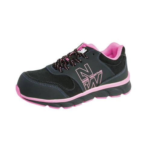 Chaussures de Sécurité Basses Femme Shelly - Taille 38 - Noir/Fuchsia - Résistant et Confortable - D-Work
