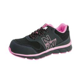 Chaussures de Sécurité Basses Femme Shelly - Taille 39 - Noir/Fuchsia - Résistant et Confortable - D-Work