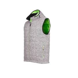 Gilet Sans Manches de Travail Teddy - Taille L - Gris Chiné/Vert Fluo - Résistant et Confortable - D-Work