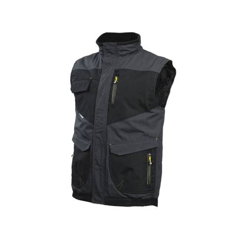 Gilet Sans Manches de Travail Ali - Taille L - Gris/Noir - Résistant et Confortable - D-Work