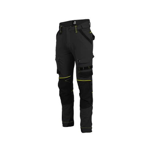 Pantalon de Travail Sacha - Taille 56 - Noir/Jaune Fluo - Résistant et Confortable - D-Work