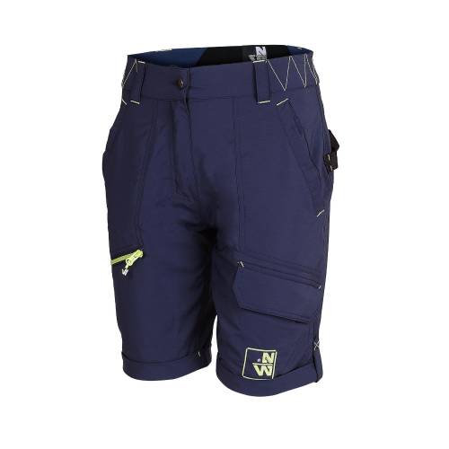 Bermuda de Travail Femme Sharon - Taille 48 - Marine/Jaune Fluo - Résistant et Confortable - D-Work