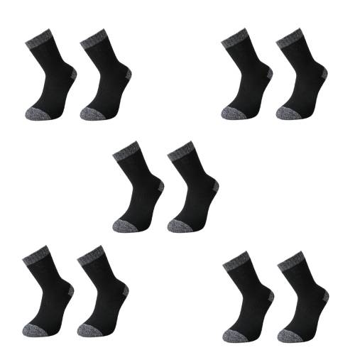 Lot de 5 Paires de Chaussettes de Travail Billy - Taille 39/42 - Gris Chiné/Noir - Résistant et Confortable - D-Work
