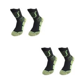 Lot de 2 Paires de Chaussettes de Travail Agassy - Taille 39/42 - Noir/Vert - Résistant et Confortable - D-Work