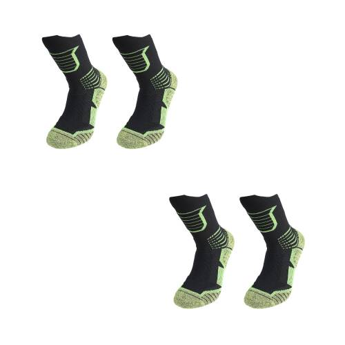Lot de 2 Paires de Chaussettes de Travail Agassy - Taille 43/46 - Noir/Vert - Résistant et Confortable - D-Work