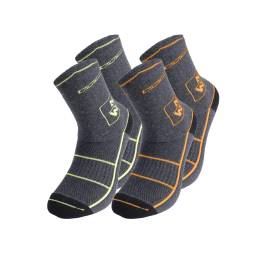 Lot de 2 Paires de Chaussettes de Travail Anker - Taille 43/46 - Anthracite/Jaune/Camel - Résistant et Confortable - D-Work