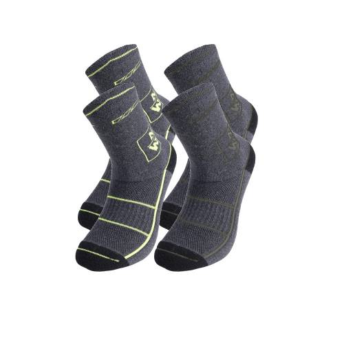 Lot de 2 Paires de Chaussettes de Travail Anker - Taille 43/46 - Anthracite/Jaune/Kaki - Résistant et Confortable - D-Work
