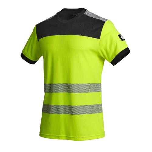 T-Shirt de Travail Haute Visibilité Sunny - Taille L - Jaune Fluo - Résistant et Confortable - D-Work