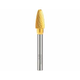 Fraise Rotative HM TiN Tige Cylindrique Forme Arc à Nez Arrondi - Fontes, Aciers D. 6 x Lt. 50 x Lu. 18 x Q. 6 mm - Diamwood