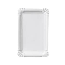 250 Assiettes Rectangulaires Jetables en Carton Blanches 13 x 20 cm pour Dessert, Buffet, Traiteur et Fêtes - D-Work