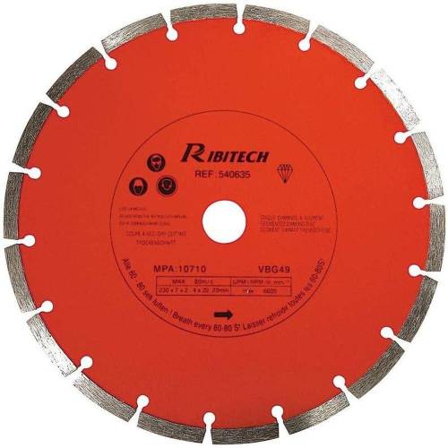 Disque Diamant Segment 230 mm – Classe C – Découpe Efficace et Précise - RIBIMEX