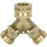 Nez de Robinet Laiton 3/4 po - 2 Sorties 3/4 po avec Vannes de Arrêt - Robuste et Pratique - D-Work