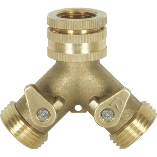 Nez de Robinet Laiton 3/4" – 2 Sorties 3/4" avec Vannes d'Arrêt – Robuste et Pratique - RIBIMEX