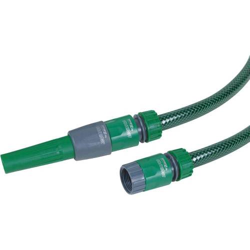Batterie Tuyau Guipé 15m 15mm - 4 Raccords Montés - Flexible et Pratique - D-Work
