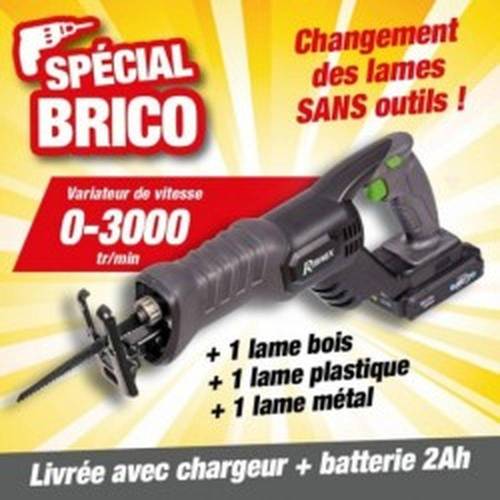 Scie Alternative 20V – Avec Batterie 2A et Chargeur – Puissante et Pratique – RIBIMEX - RIBIMEX