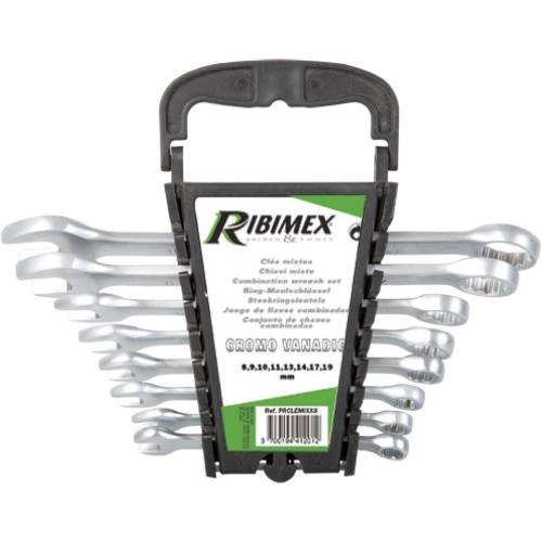 Lot de 8 Clés Mixtes 8-19 mm - Acier 40Cr-V - Embout Ouvert/Fermé - Résistantes et Pratiques - D-Work