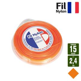 Fil Carré 15M Ø1,6 mm – Orange pour Tête Débroussailleuse – Résistant et Durable - RIBIMEX