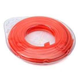 Fil Carré 15M Ø2,4 mm – Orange pour Tête Débroussailleuse – Résistant et Durable - RIBIMEX