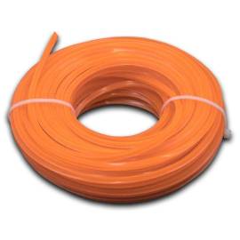 Fil Carré 15M Ø3,0 mm – Orange pour Tête Débroussailleuse – Résistant et Durable - RIBIMEX