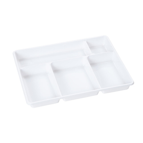 50 vaschette bianche a 5 scomparti 290 x 224 x H. 30 mm in pratico e resistente PS per uso alimentare - D-Work