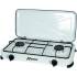 Réchaud Gaz 2 Feux 2x2200W – Blanc avec Couvercle – Idéal pour Camping et Cuisine d'Extérieur - RIBIMEX