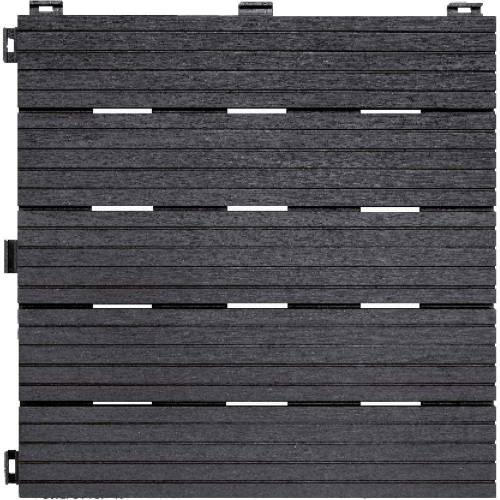Dalle Terrasse Grise 45x45 cm – Aspect Bois en Caoutchouc – Résistante et Esthétique - RIBIMEX