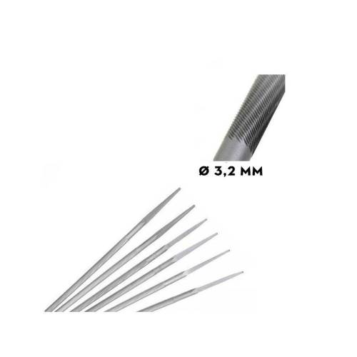Limes Rondes D.3,2 mm x 3 - Outils de Précision - Idéales pour Finitions Détails - D-Work