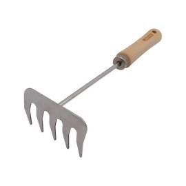 Rateau à Fleurs 5 Dents – Manche Bois – Outil de Jardinage Pratique – Idéal pour l'Aération du Sol - RIBIMEX