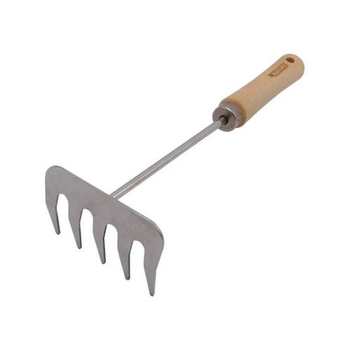 Rateau à Fleurs 5 Dents – Manche Bois – Outil de Jardinage Pratique – Idéal pour l'Aération du Sol - RIBIMEX