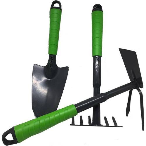 Lot de 3 Outils de Jardin – Serfouette, Râteau et Transplantoir – Outils Essentiels pour le Jardinage – Pratique et Ef - RIBIMEX