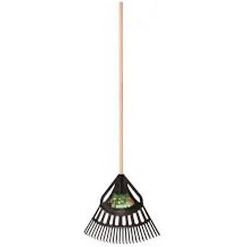 Balai à Feuille/Gazon 64 cm - Plastique - Manche Bois 1m30 - Nettoyage Efficace et Pratique - D-Work