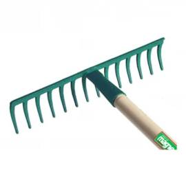 Rateau 14 Dents - Acier - Manche Fibre de Verre 1,50 m - Outil de Jardinage Résistant - D-Work