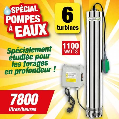 Pompe de Puit 1100W – 65m de Refoulement – Avec Flotteur – Performance Optimale - RIBIMEX
