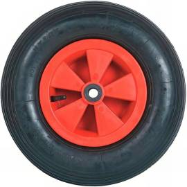 Roue Gonflable 400x105 mm - Axe 20 mm - Roulement à Aiguille - Idéale pour Chariots et Remorques - D-Work