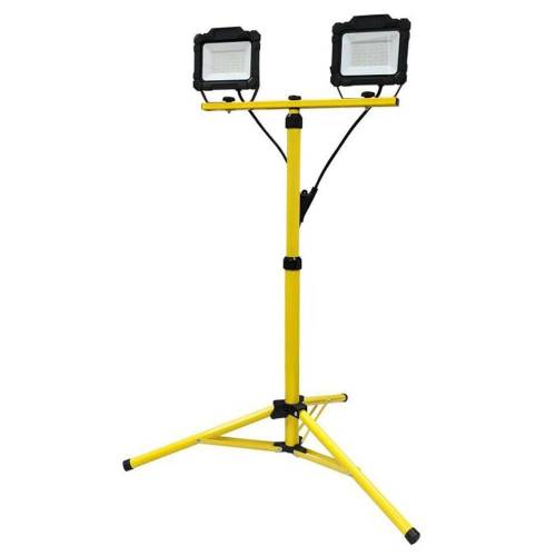 Projecteur LED 2x30W sur Trépied Télescopique - 60W - Éclairage Puissant - Idéal pour Événements et Chantiers - D-Work