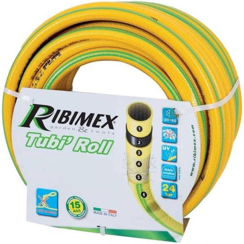 Tuyau d'Arrosage Antivrille 25M Ø25 mm – Jaune, Résistant et Flexible – Idéal pour Jardinage - RIBIMEX