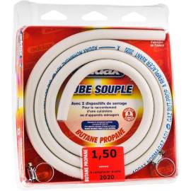 Tuyau Gaz 1,5M Ø6x12 mm – NF, Inclus 2 Colliers – Sécurisé et Fiable - RIBIMEX