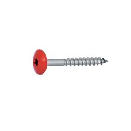 100 Vis de Façade Tête Cylindrique Extra Large Six Lobes 4.8 x 38 mm RAL 3002 Rouge - Inox A2 - D-Work